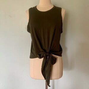 Balance Collection Olive Green Tiffany Tie Up Top